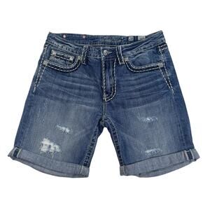 Women's Miss Me Boyfriend Shorts Embroidered Distressed Size 28 Jeans JB5014H105